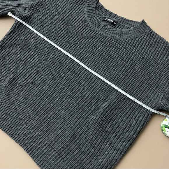 Gray Lace Up Crewneck Sweater - Picture 9 of 12